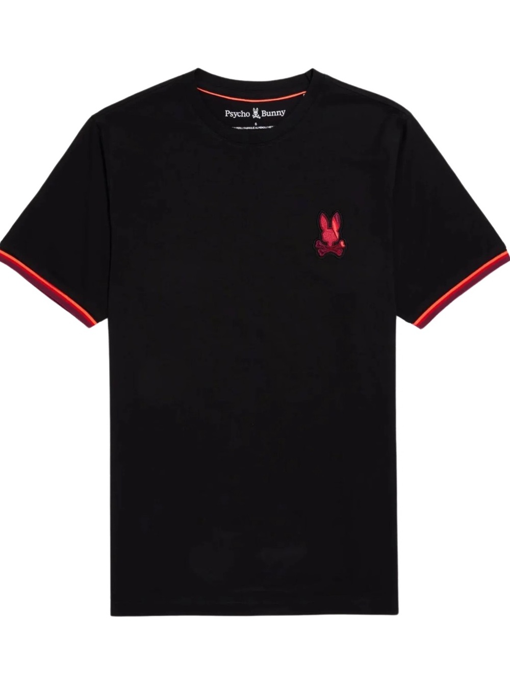 Psycho Bunny Black T-Shirt with Red Trim and Logo